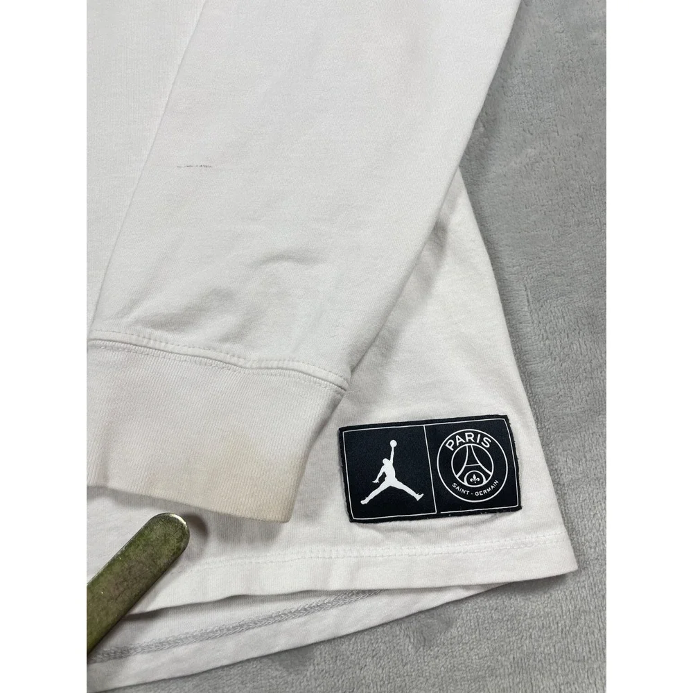Jordan x PSG Long Sleeve T-Shirt Men's XL White Paris Saint-Germain Logo Tee